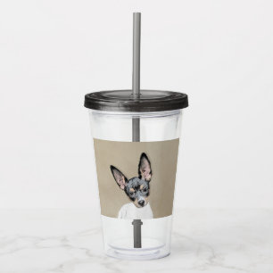 Rat Terrier Painting - Cute Original Dog Art Acrylic Tumbler