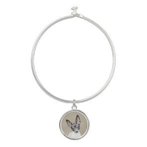 Rat Terrier Painting - Cute Original Dog Art Bangle Bracelet