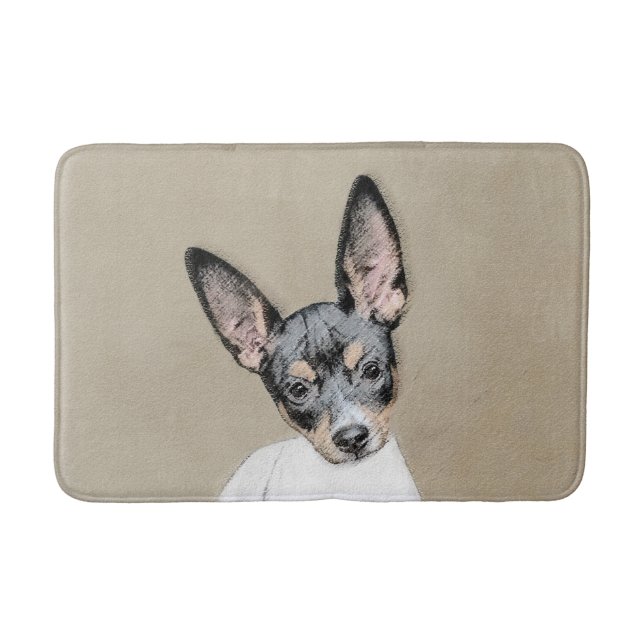 Rat Terrier Painting - Cute Original Dog Art Bathroom Mat (Front)