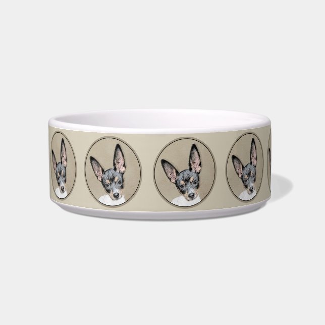 Rat Terrier Painting - Cute Original Dog Art Bowl (Left)
