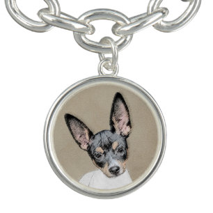 Rat Terrier Painting - Cute Original Dog Art Bracelet
