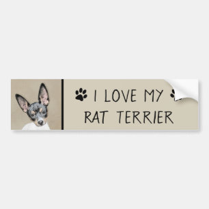Rat Terrier Painting - Cute Original Dog Art Bumper Sticker