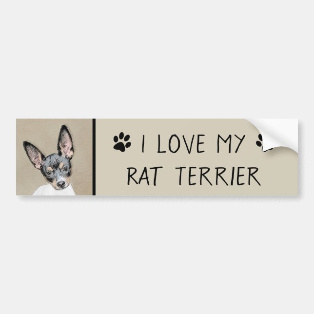Rat Terrier Painting - Cute Original Dog Art Bumper Sticker (Front)