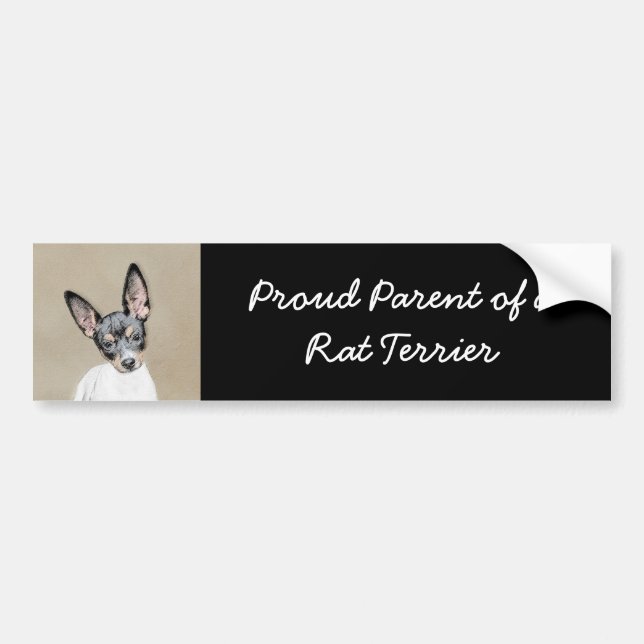 Rat Terrier Painting - Cute Original Dog Art Bumper Sticker (Front)