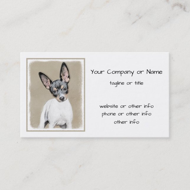 Rat Terrier Painting - Cute Original Dog Art Business Card (Front)