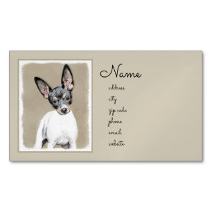 Rat Terrier Painting - Cute Original Dog Art Business Card Magnet