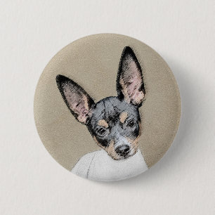 Rat Terrier Painting - Cute Original Dog Art Button