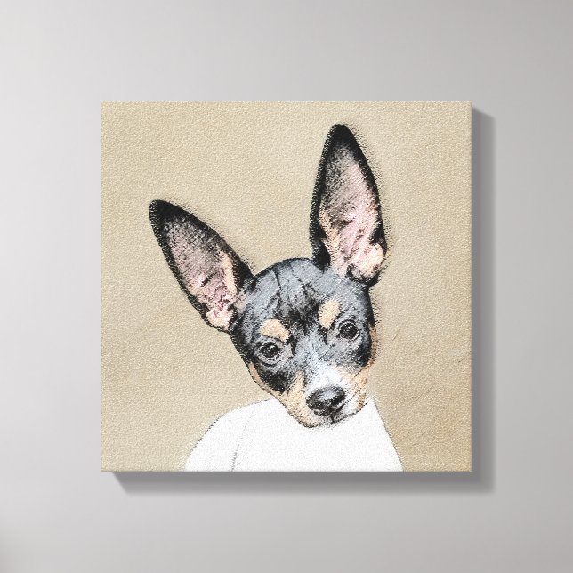 Rat Terrier Painting - Cute Original Dog Art Canvas Print (Front)