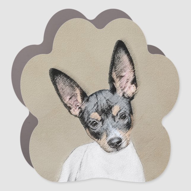 Rat Terrier Painting - Cute Original Dog Art Car Magnet (Front)