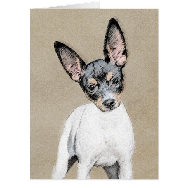 Rat Terrier Painting - Cute Original Dog Art Card (Front)