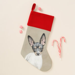 Rat Terrier Painting - Cute Original Dog Art Christmas Stocking