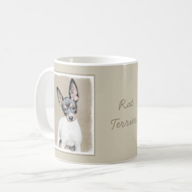 Rat Terrier Painting - Cute Original Dog Art Coffee Mug (Front Left)