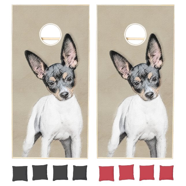 Rat Terrier Painting - Cute Original Dog Art Cornhole Set (Set)