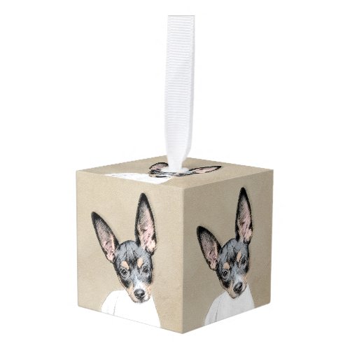 Rat Terrier Painting _ Cute Original Dog Art Cube Ornament
