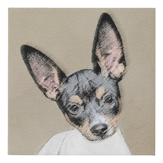 Rat Terrier Painting - Cute Original Dog Art Faux Canvas Print (Front)