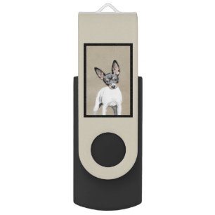 Rat Terrier Painting - Cute Original Dog Art Flash Drive
