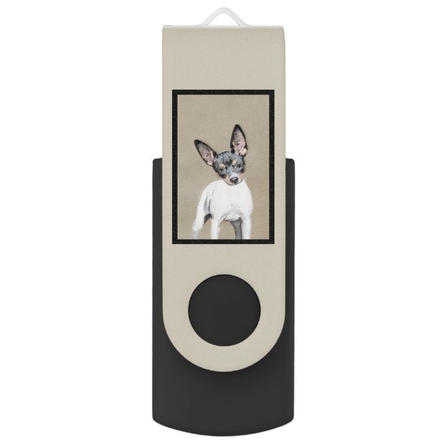 Rat Terrier Painting - Cute Original Dog Art Flash Drive (Back (Vertical))