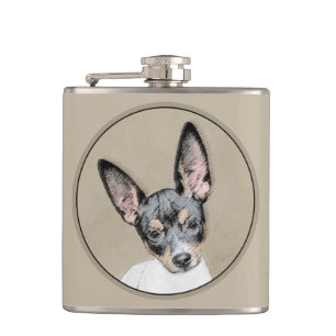 Rat Terrier Painting - Cute Original Dog Art Flask