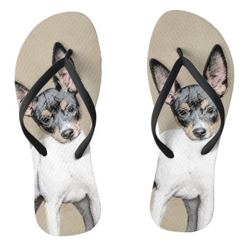 Rat Terrier Painting _ Cute Original Dog Art Flip Flops