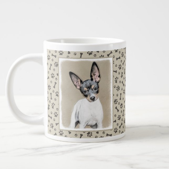 Rat Terrier Painting - Cute Original Dog Art Giant Coffee Mug (Left)