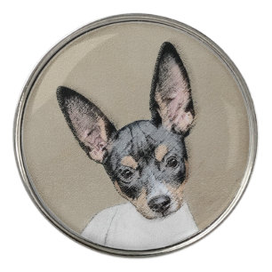 Rat Terrier Painting - Cute Original Dog Art Golf Ball Marker