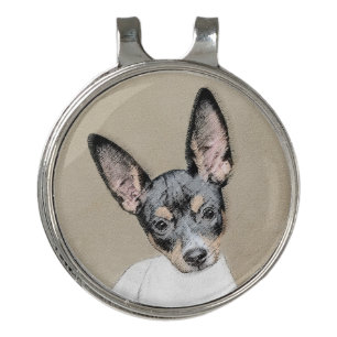 Rat Terrier Painting - Cute Original Dog Art Golf Hat Clip