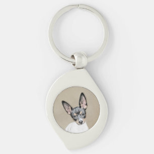 Rat Terrier Painting - Cute Original Dog Art Keychain