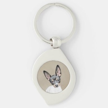 Rat Terrier Painting - Cute Original Dog Art Keychain by alpendesigns at Zazzle