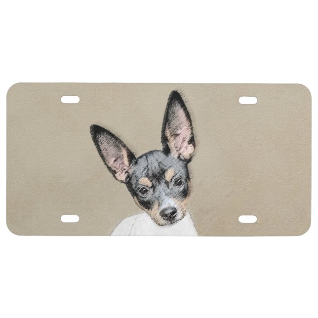 Rat Terrier Painting - Cute Original Dog Art License Plate (Front)