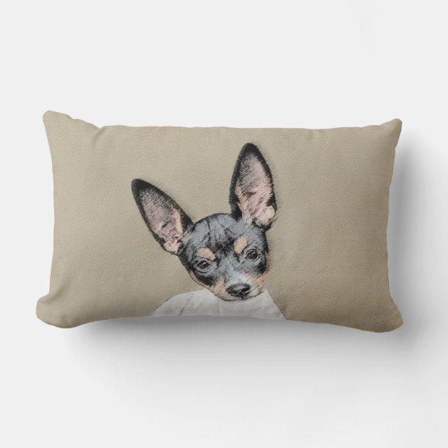 Rat Terrier Painting - Cute Original Dog Art Lumbar Pillow (Front)
