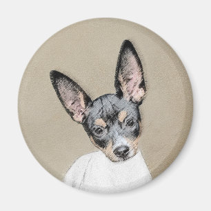 Rat Terrier Painting - Cute Original Dog Art Magnet