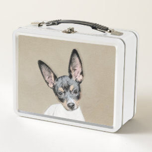 Rat Terrier Painting - Cute Original Dog Art Metal Lunch Box