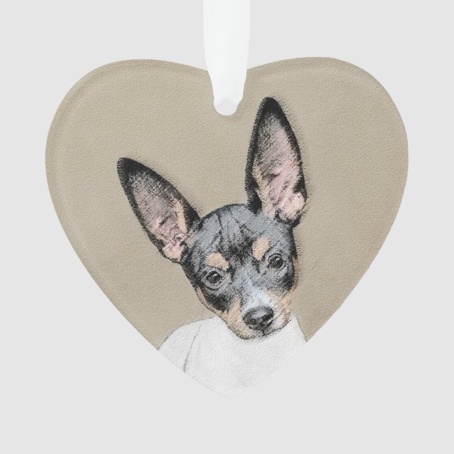Rat Terrier Painting - Cute Original Dog Art Ornament (Front)