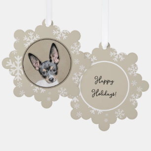 Rat Terrier Painting - Cute Original Dog Art Ornament Card