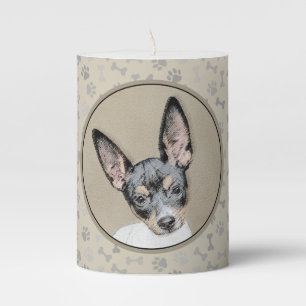 Rat Terrier Painting - Cute Original Dog Art Pillar Candle
