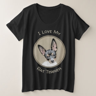 Rat Terrier Painting - Cute Original Dog Art Plus Size T-Shirt