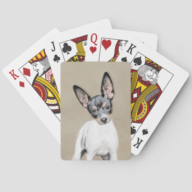 Rat Terrier Painting - Cute Original Dog Art Poker Cards (Back)