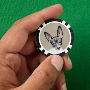 Rat Terrier Painting - Cute Original Dog Art Poker Chips