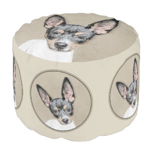 Rat Terrier Painting - Cute Original Dog Art Pouf