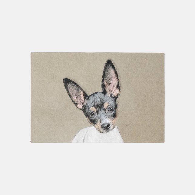 Rat Terrier Painting - Cute Original Dog Art Rug (Front)