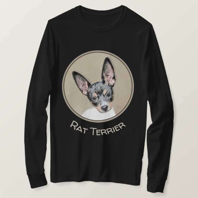 Rat Terrier Painting - Cute Original Dog Art T-Shirt (Design Front)