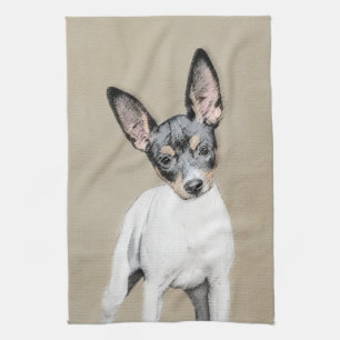 Rat Terrier Painting - Cute Original Dog Art Towel