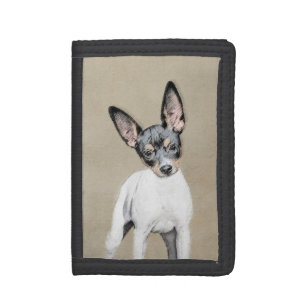 Rat Terrier Painting - Cute Original Dog Art Trifold Wallet