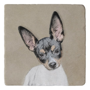 Rat Terrier Painting - Cute Original Dog Art Trivet