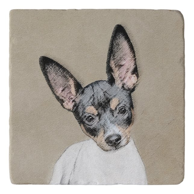 Rat Terrier Painting - Cute Original Dog Art Trivet (Front)