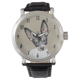 Rat Terrier Painting - Cute Original Dog Art Watch