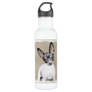 Rat Terrier Painting - Cute Original Dog Art Water Bottle