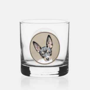 Rat Terrier Painting - Cute Original Dog Art Whiskey Glass