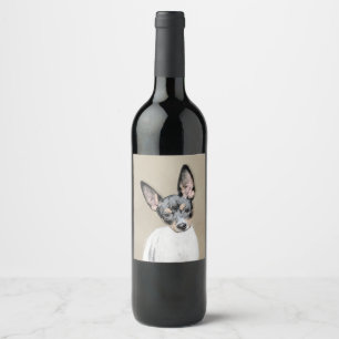 Rat Terrier Painting - Cute Original Dog Art Wine Label