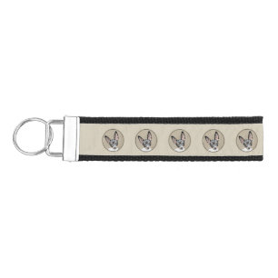 Rat Terrier Painting - Cute Original Dog Art Wrist Keychain